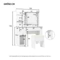 Miniatyrbild 3 av 11: Sminkbord med spegel 100×40×138 cm - med pall - med LED-belysning - med justerbar ljusstyrka - med 3 lådor - med öppna hyllor - vit
