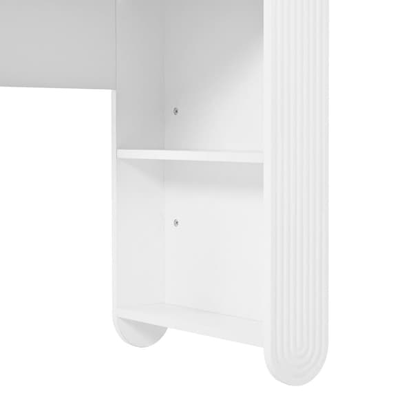 Sminkbord med spegel 100×40×138 cm - med pall - med LED-belysning - med justerbar ljusstyrka - med 3 lådor - med öppna hyllor - vit