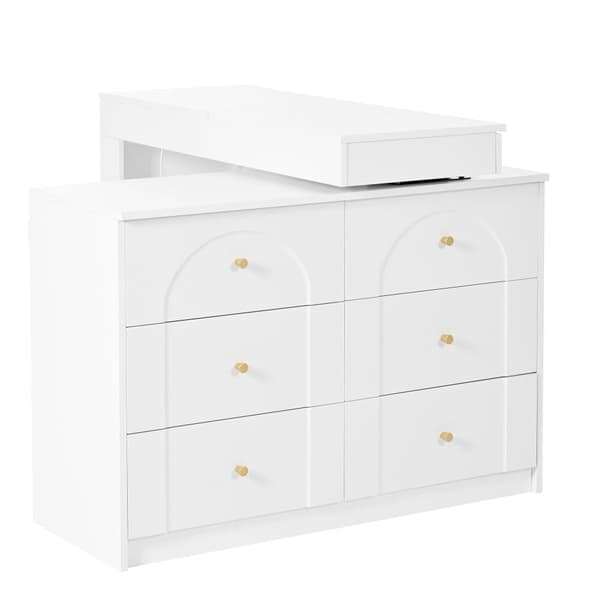 Sminkbord med LED-belysning 105x40x80 cm - med 7 lådor - med förvaringsfack - vit