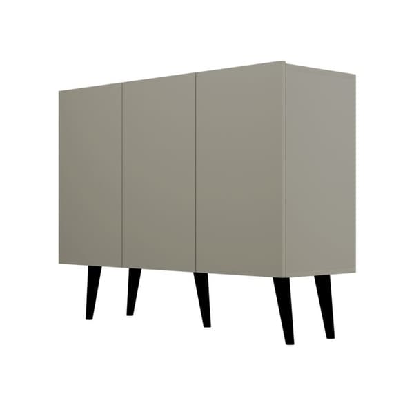 Kommod Toronto - Salon - 120 cm - Grå - 3 dörrar - Ben i massivt bokträ - Snabb montering