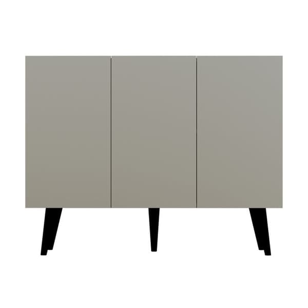 Kommod Toronto - Salon - 120 cm - Grå - 3 dörrar - Ben i massivt bokträ - Snabb montering