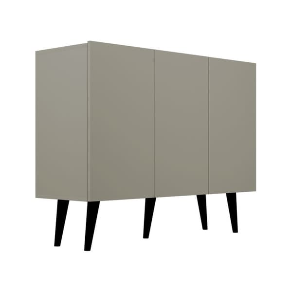 Kommod Toronto - Salon - 120 cm - Grå - 3 dörrar - Ben i massivt bokträ - Snabb montering