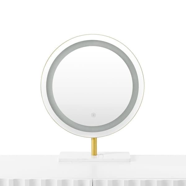Sminkbord med LED-spegel och belysning – Vitt sminkbord för sovrum med 5 lådor – 100x40x127 cm (utan pall)