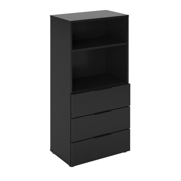 Commode 3 Tiroirs 2 Niches Ouvertes Noir L50 cm - Dark