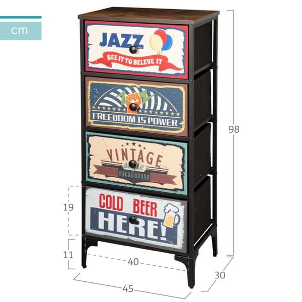 Kommod Max Home Vintage 45 x 98 x 30 cm