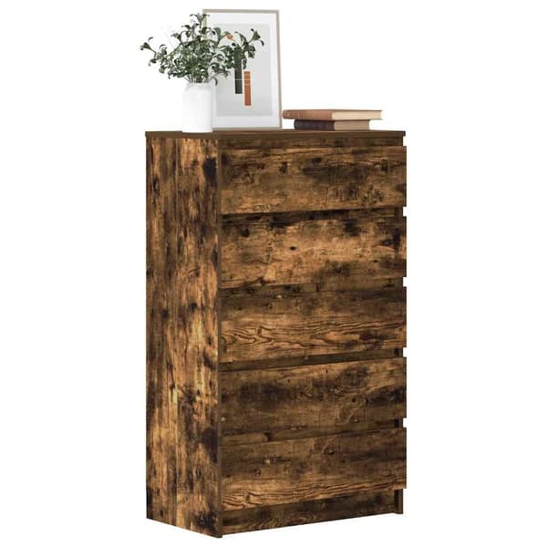 Lådskåp rökfärgad ek 60x36x103 cm konstruerat trä