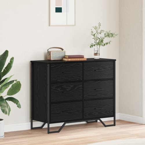 Byrå Svart Ek 91x35,5x74,5 cm Konstruerat Trä