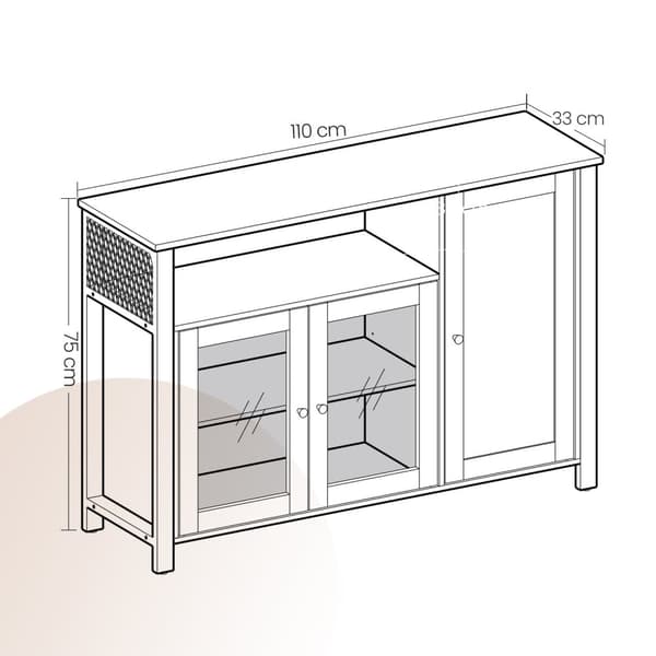 Sideboard - 3 ovea - keittiönkaappi - säilytyskaappi