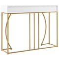Miniatyrbillede 8 af 11: Konsolbord med 2 skuffer, Sidebord i lys luksusstil til entré eller stue, Sofabord 120×38×76cm, Hvid/Guld