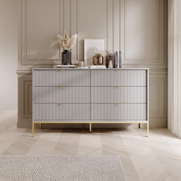 FURNLUX BYRÅ AVON GRÅ & GULD 154CM