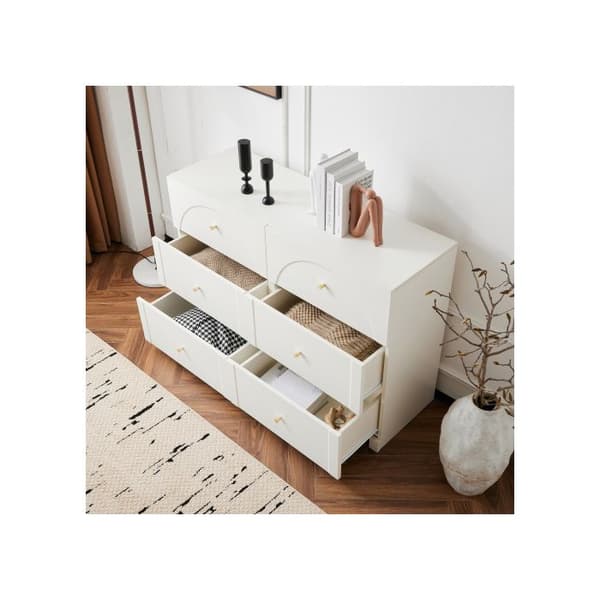 Kommodes 6 lådor - Vit kommod med dörrar och lådor för vardagsrum och sovrum, dimensioner: H82/B120/T40 cm
