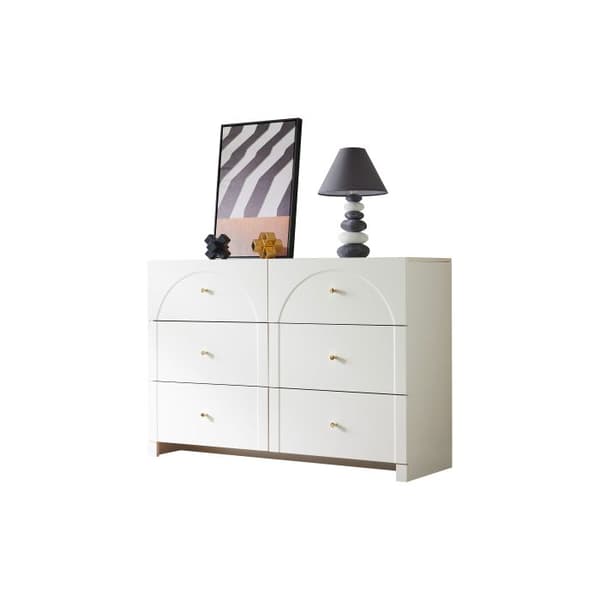 Kommodes 6 lådor - Vit kommod med dörrar och lådor för vardagsrum och sovrum, dimensioner: H82/B120/T40 cm