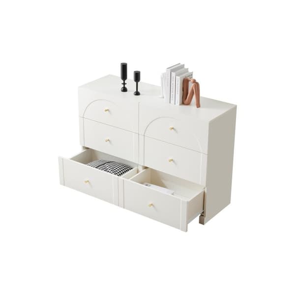 Kommodes 6 lådor - Vit kommod med dörrar och lådor för vardagsrum och sovrum, dimensioner: H82/B120/T40 cm