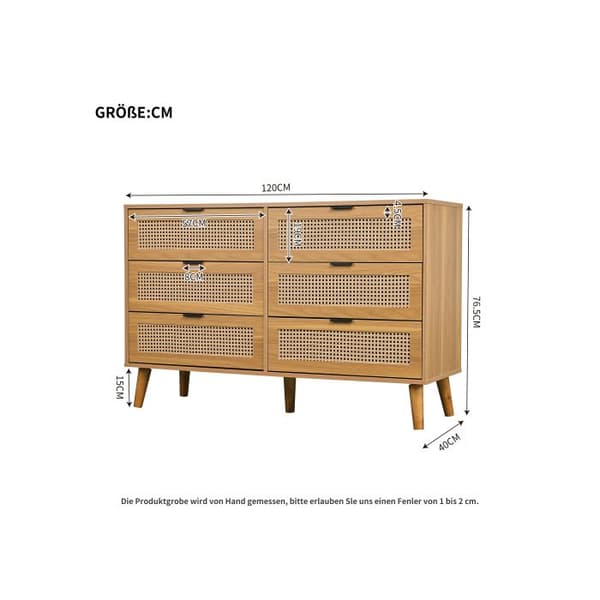 6 Kommoder, träkommod, kommod med metallhandtag, mått: L120/H76.5/T40 cm