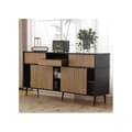 Miniatyrbild 3 av 6: Kommodesk med 4 skjutdörrar och 1 låda, ek kombinerat med svart, mått: 160 L x 40 P x 80 H