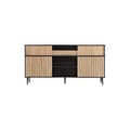 Miniatyrbild 5 av 6: Kommodesk med 4 skjutdörrar och 1 låda, ek kombinerat med svart, mått: 160 L x 40 P x 80 H