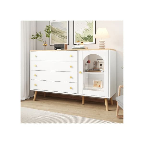 Vit vit vit 4 lådor bred vit kommod för matsal, kök, vardagsrum, modern stil, 40*120*77,5 cm