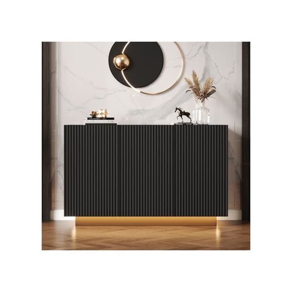 Kommod LED Modern design Matbord med belysning Svart marmor Utomhus Intelligent vardagsrumsförvaringsskåp