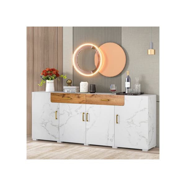 Sideboard, köksskåp, förvaringsskåp 208 x 39.5 x 80 cm, Kommod med 4 dörrar, 2 lådor, Bufféer