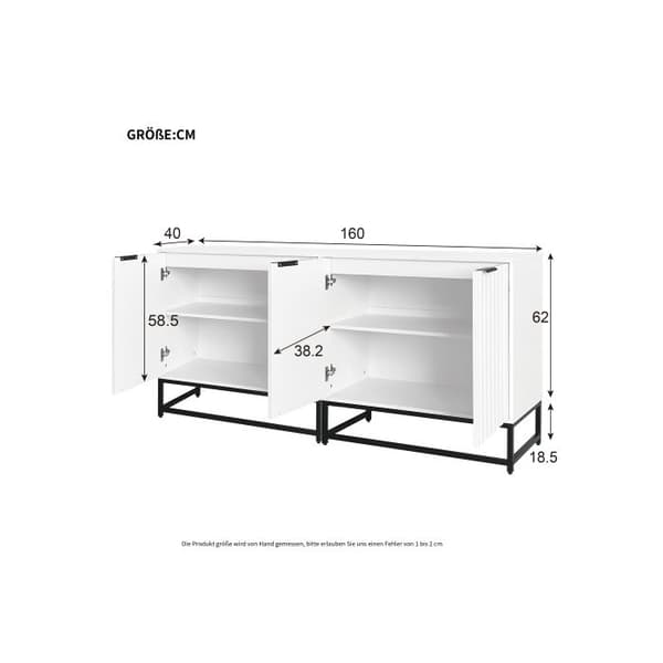 Modern buffé med 2 dörrar utan innehåll, - Mått: L160/T40/H80 cm