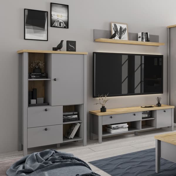 Highboard Sideboard, 85x139x38 cm, Grå