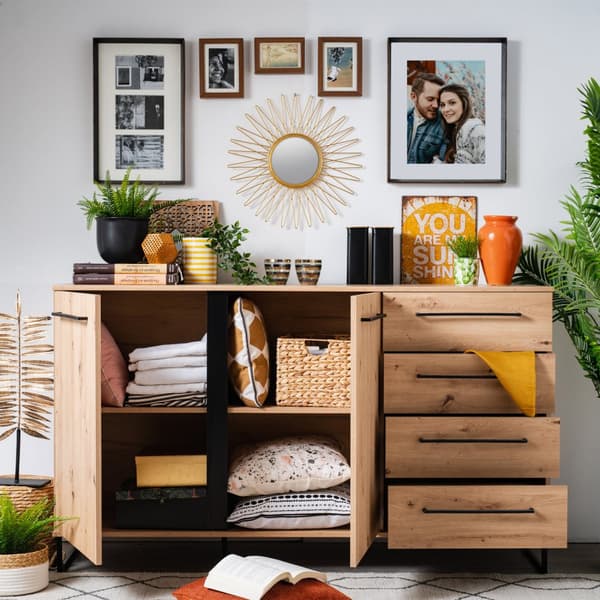 Sideboard Kommode, 159x92.5x42 cm, Sort