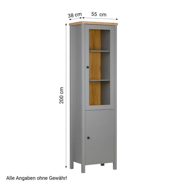 Udstillings Highboard Skab, 55x200x38 cm, Grå