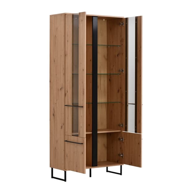 Highboard Skåp, 84.5x193x35 cm, Naturlig och Svart