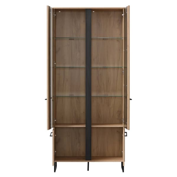 Highboard Skåp, 84.5x193x35 cm, Naturlig och Svart