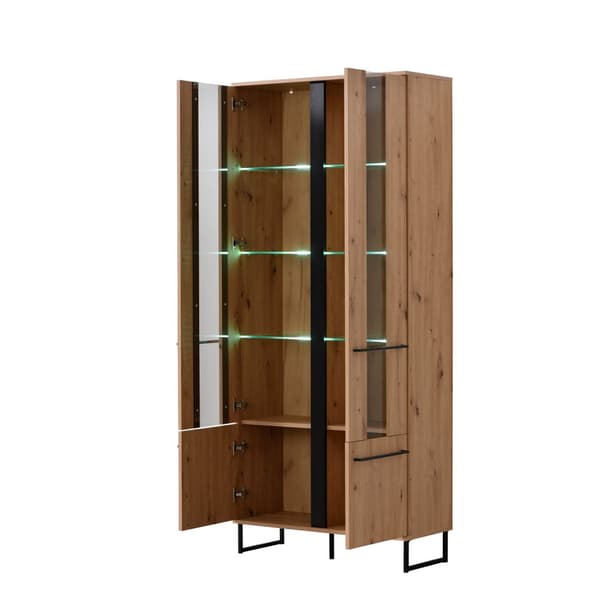 Highboard Skåp, 84.5x193x35 cm, Naturlig och Svart