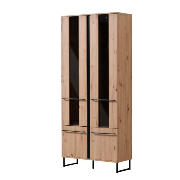 Highboard Skåp, 84.5x193x35 cm, Naturlig och Svart