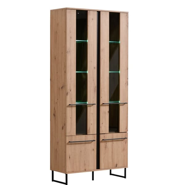 Highboard Skåp, 84.5x193x35 cm, Naturlig och Svart
