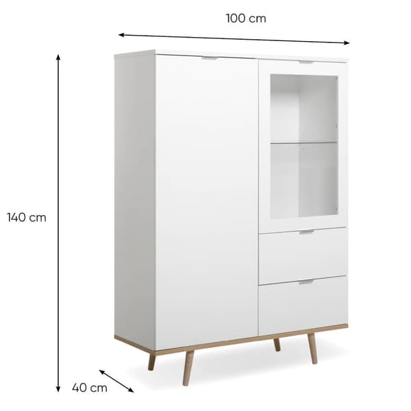 Highboard Sideboard Skab, 100x140x40 cm, Hvid