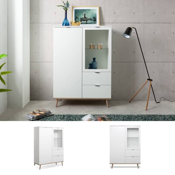 Highboard Sideboard Skab, 100x140x40 cm, Hvid