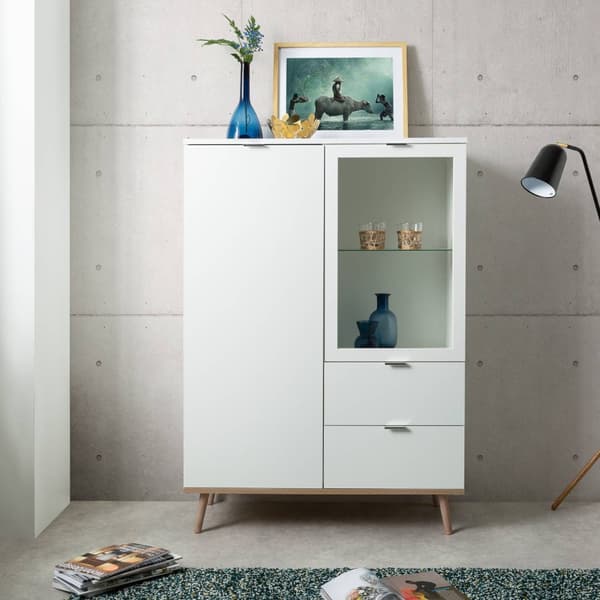 Highboard Sideboard Skab, 100x140x40 cm, Hvid