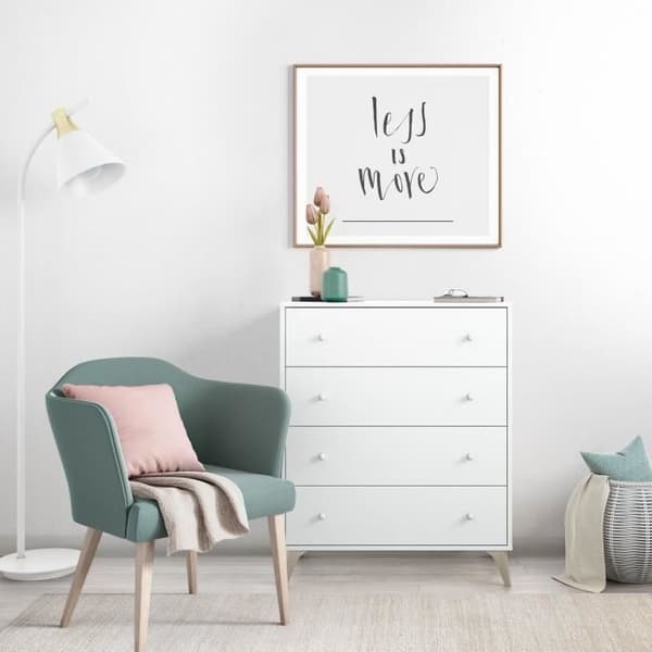 Byrå - Sweet - 4 lådor - Vit - 95 x 77,5 x 40 cm