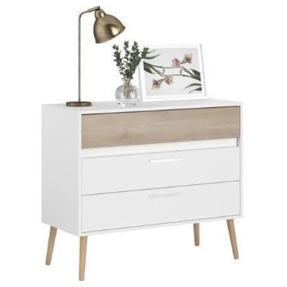 Byrå - AALBORG - 3 lådor - Vit - Skandinavisk stil - 90,8 x 40 x 77,5 - PARISOT