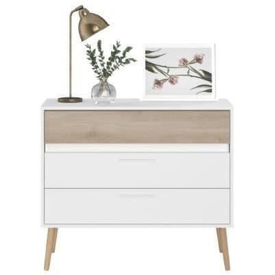 Byrå - AALBORG - 3 lådor - Vit - Skandinavisk stil - 90,8 x 40 x 77,5 - PARISOT
