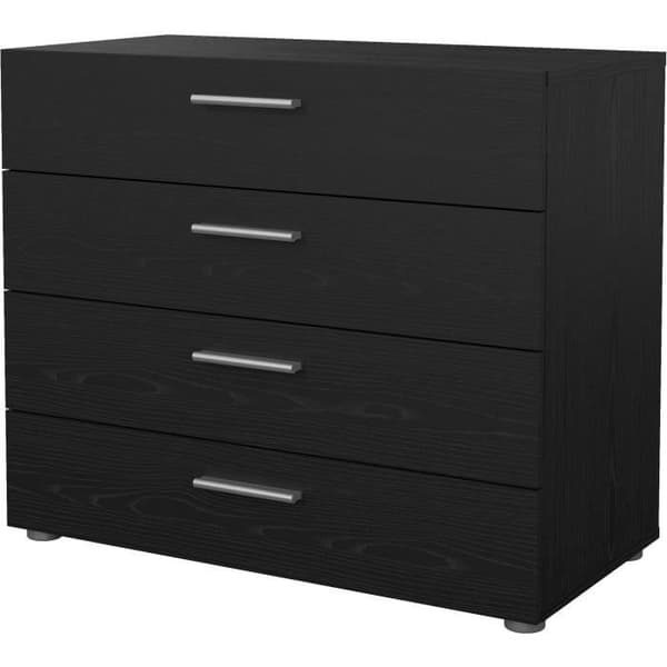 Byrå - 4 lådor - Svart - L80,2 x D40,25 x H68,1 cm