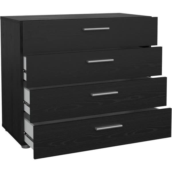 Byrå - 4 lådor - Svart - L80,2 x D40,25 x H68,1 cm