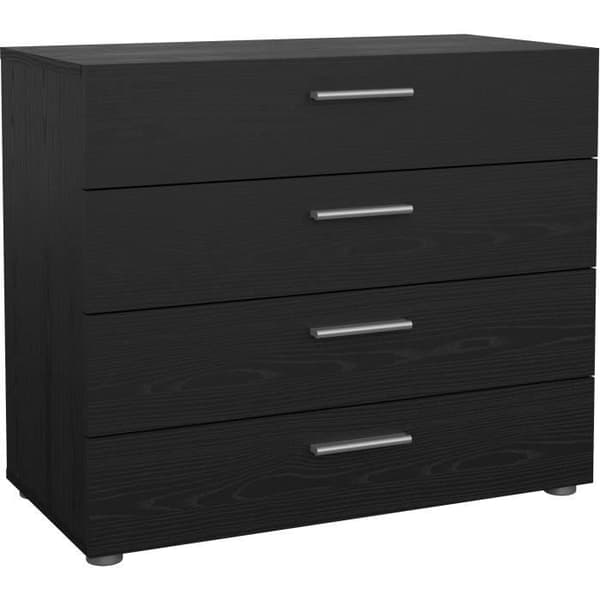 Byrå - 4 lådor - Svart - L80,2 x D40,25 x H68,1 cm