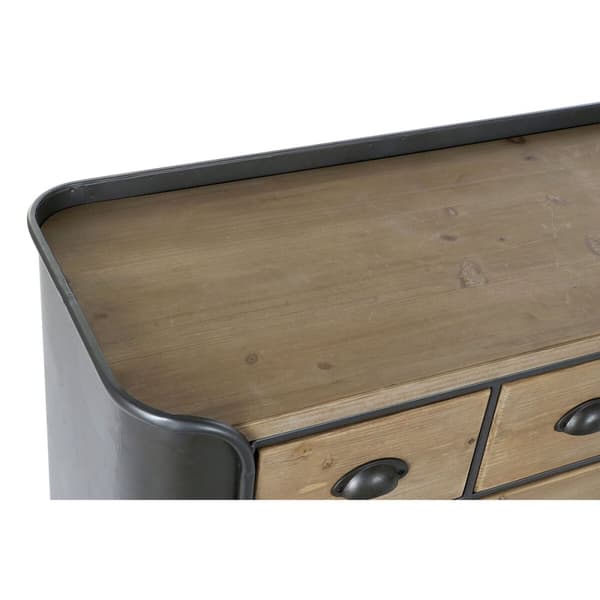 Kommod DKD Home Decor Grå Naturell Metall Gran Loft 97 x 37 x 79 cm