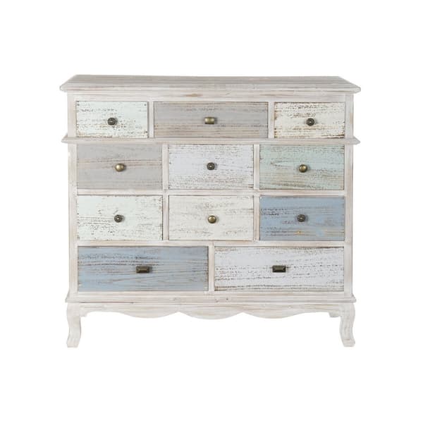 Kommode Home ESPRIT Blå Hvid Lysegrå Cottage 94 x 35 x 87 cm