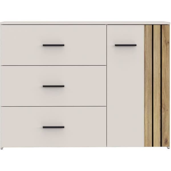 Byrå - WAIKATO - 3 lådor - 1 lucka - Vit - 119,9 x 41,3 x 89,7 cm
