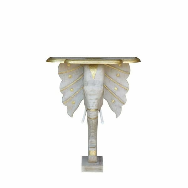 Hallbord DKD Home Decor Hvid Grå Gylden 80 x 30 x 96 cm Elefant
