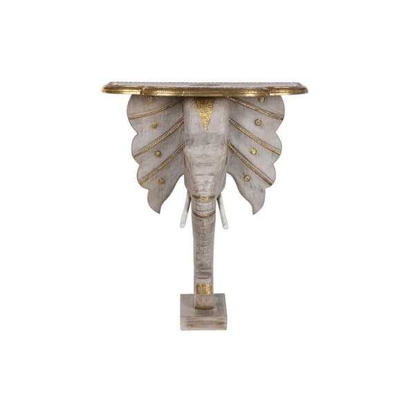Hallbord DKD Home Decor Hvid Grå Gylden 80 x 30 x 96 cm Elefant