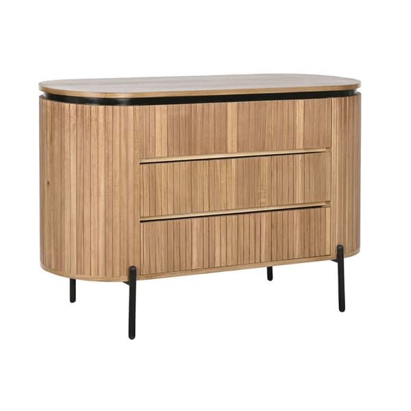 Kommod Home ESPRIT Svart Naturell Metall Paulowniaträ 110 x 39 x 72 cm