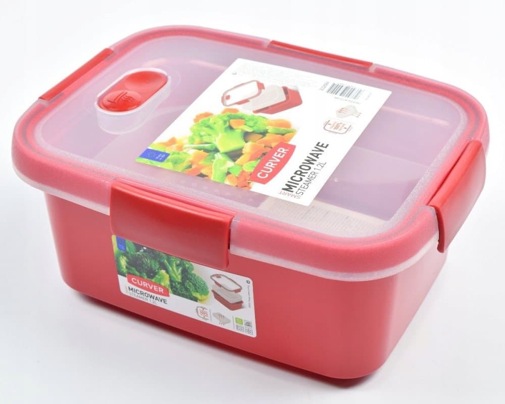 CURVER - 1,2L röd MATBEHÅLLARE för mikrovågsugn