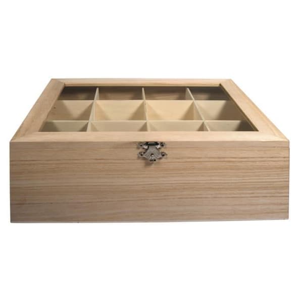 Telåda - RAYHER - 28,5x23,5x9cm - 100 % FSC-trä - 12 fack - Transparent
