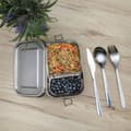 Miniatyrbild 6 av 7: Bärbar lunchlåda i rostfritt stål för förvaringslåda i silver med 800 ml kapacitet - För att transportera mat, snacks och annat